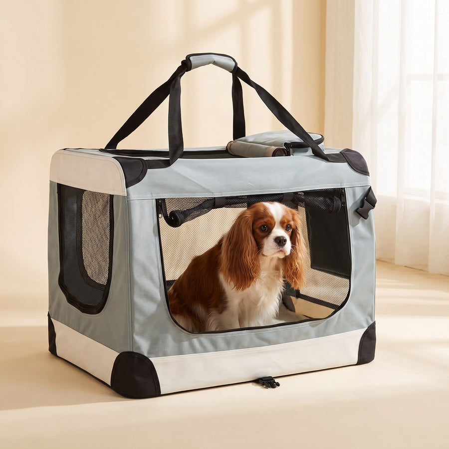 Cavalier spaniel in the Soft Travel Crate